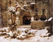 Carl Friedrich Lessing Monastery Courtyard in the Snow USA oil painting artist